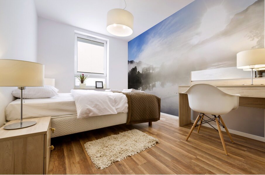 Early morning mist on Lake Rosebery Tasmania Mural print