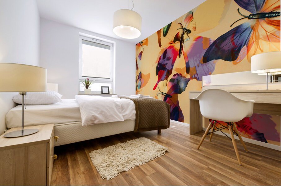 Group of Butterflies with Colorful Wings Mural print