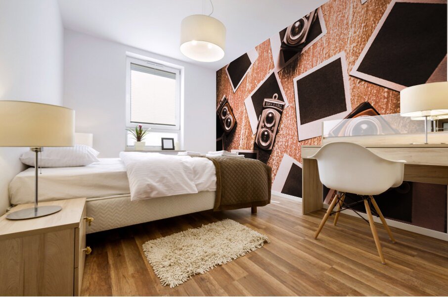 Abstract retro camera background Mural print