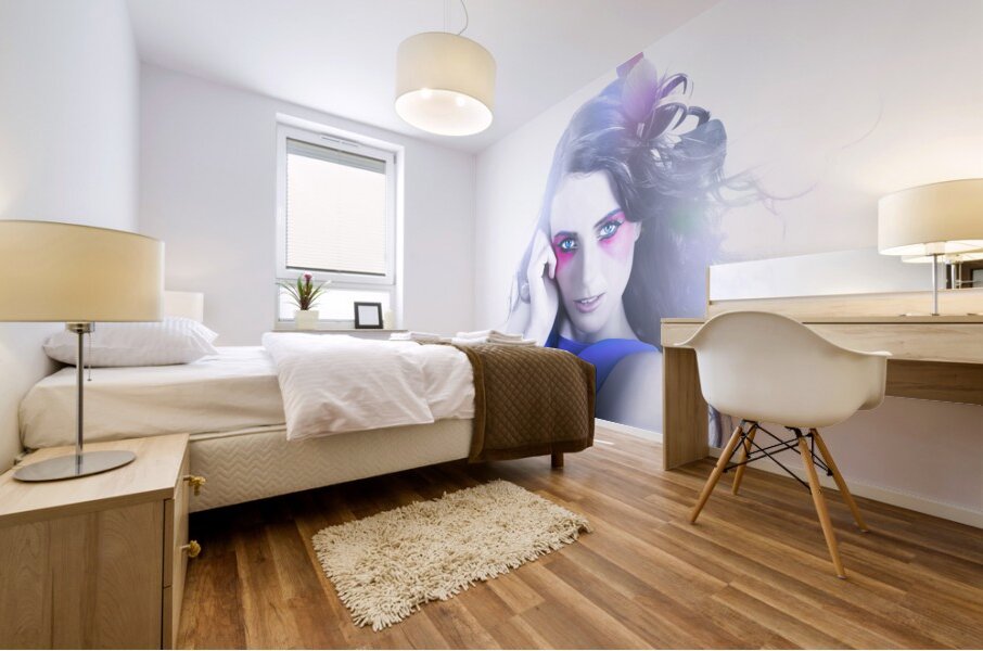 Vogue Style Woman With Beautiful Bright Makeup Mural print