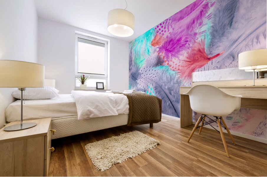 Pastel plumes Mural print