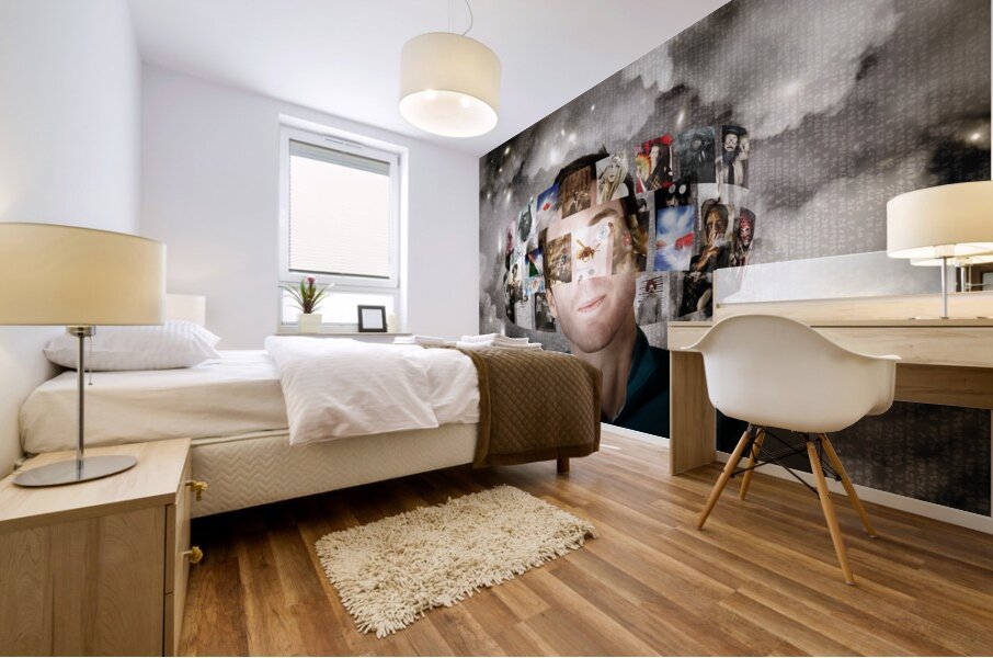 Man Streaming Media With Cloud Server Informatics Mural print