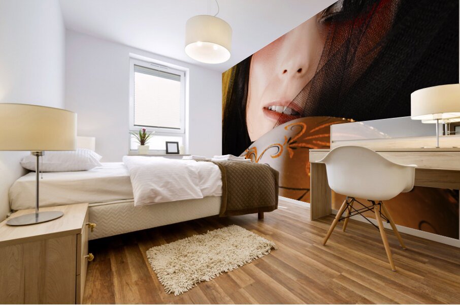 Beautiful Female Performer Face. Perfect Makeup Mural print