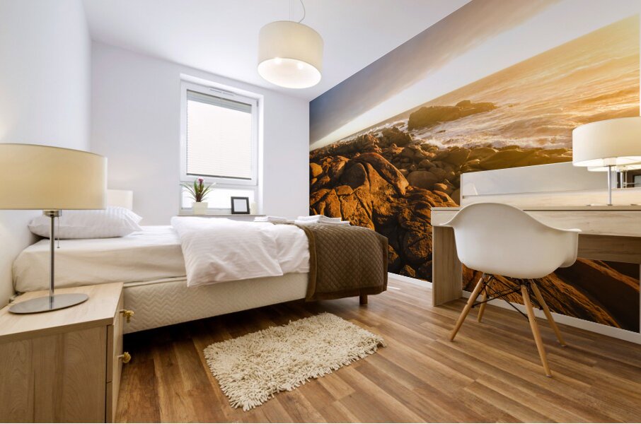 Golden sunset coast Mural print