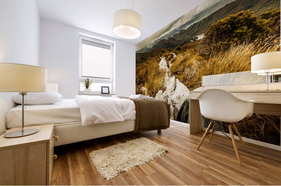 Trekking Tasmanian mountains Mural print