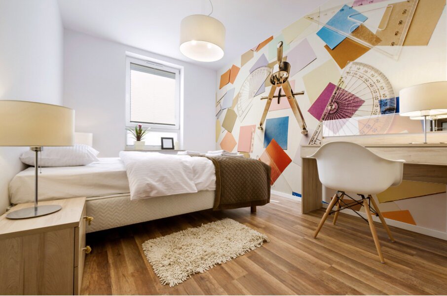 A colourful blueprint Mural print