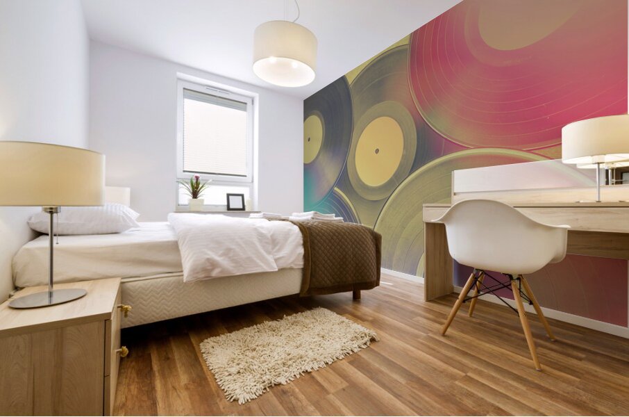 Vinyl recordings background Mural print