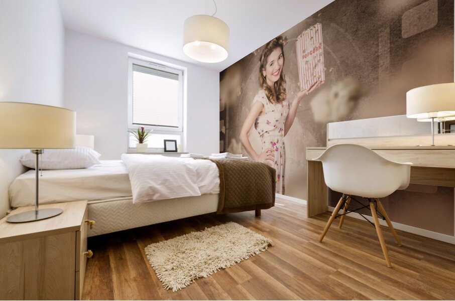 Film and cinema pin-up woman in old classic movie Mural print