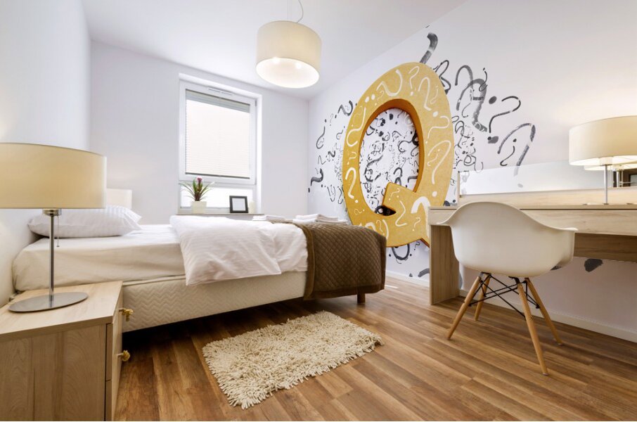 Questions in need of answers on white background Mural print