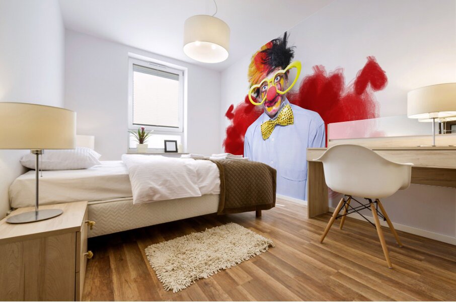 Romantic Comedy Clown Wearing Heart Shape Glasses Mural print