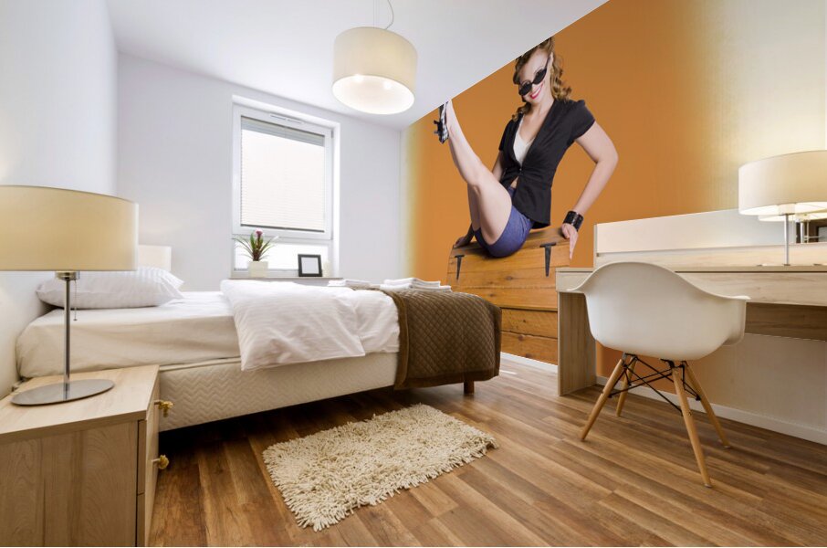 Fifties Sixties Style Fashion Model In Retro Shoes Mural print