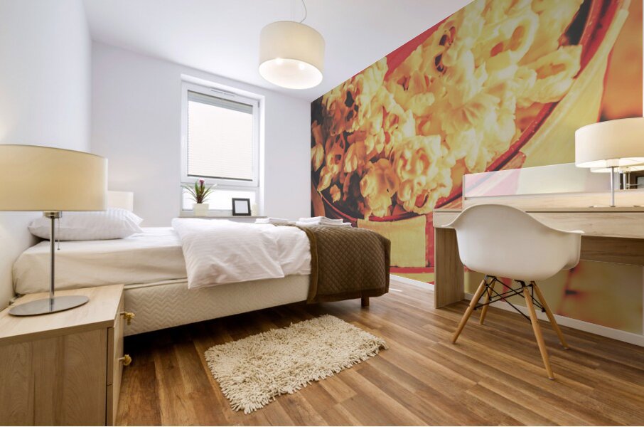 Retro film stub and movie popcorn Mural print