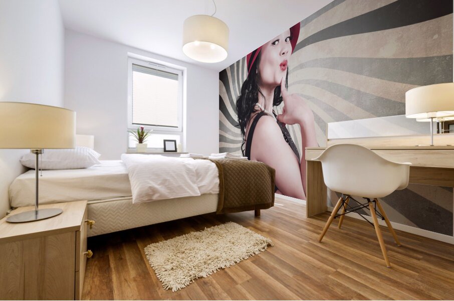 Beautiful model in vintage fashion accessories  Mural print