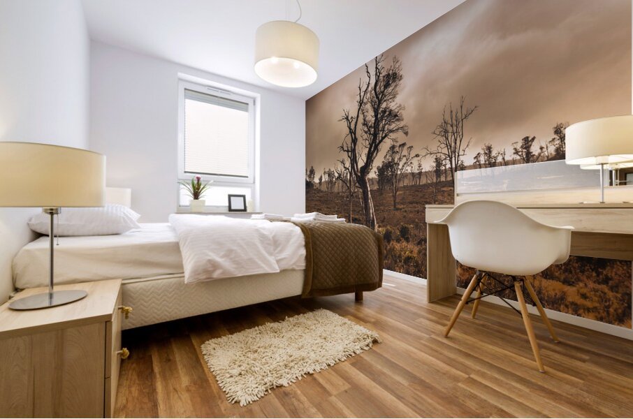 Dark horror landscape of a creepy haunted forest Mural print