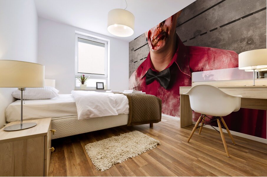 Monster police mug shot. Creepy criminal Mural print