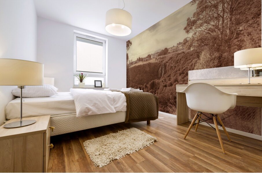 Vintage fine art landscape. Tasmania country towns Mural print