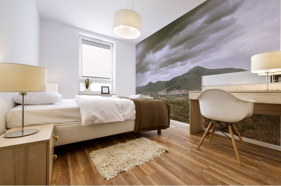 Dramatic cloudshadows over Mt Perry Queensland Mural print