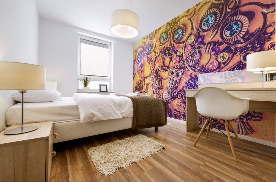 Retro owl charms Mural print