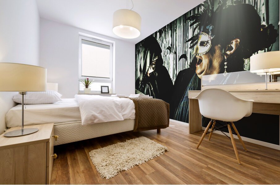 A grim meeting Mural print