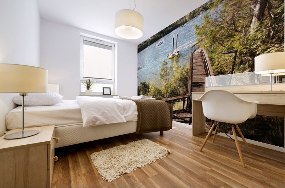 Tranquil River Boardwalk Mural print