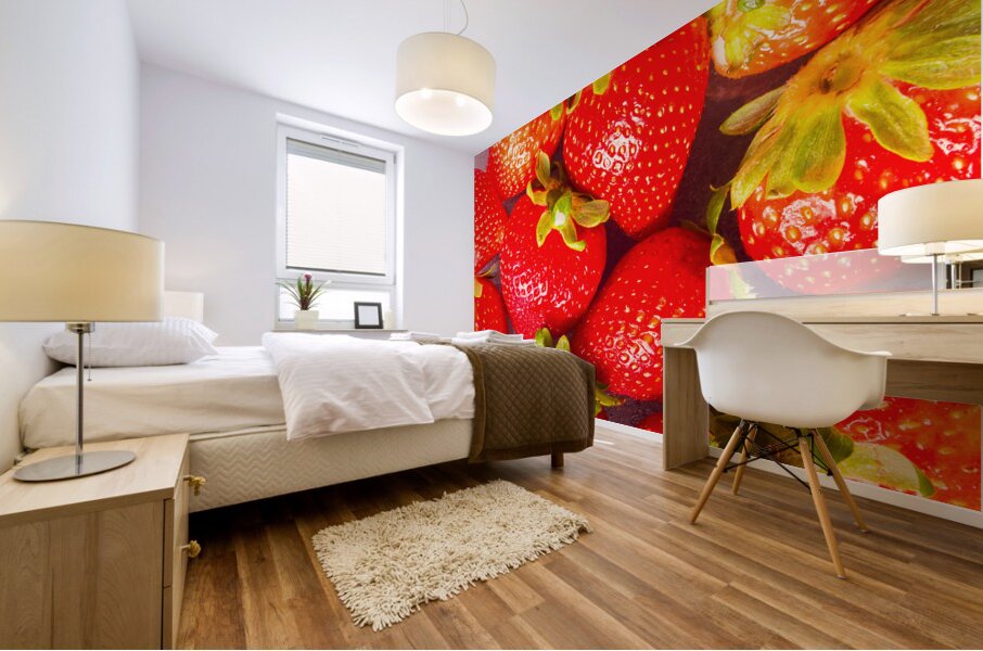 Vibrant fresh strawberries Mural print