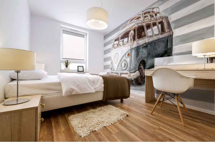 Blue Surf Camper Mural print