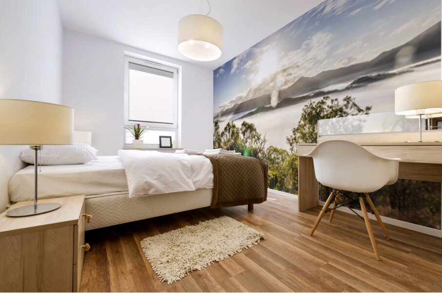 Fog Swept Mountains Mural print