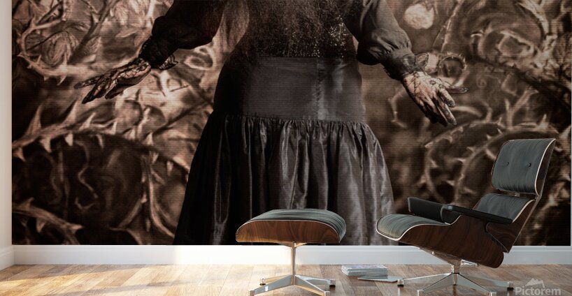 Fairy tale girl walking through secret garden Wall Murals