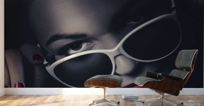 Dark fashion portrait. Female model in sunglasses Wall Murals