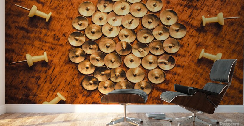 Pushpins arranged in light bulb icon Wall Murals