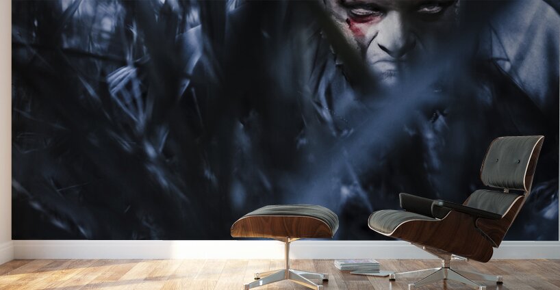 Evil man hiding in silence at dark forest  Wall Murals