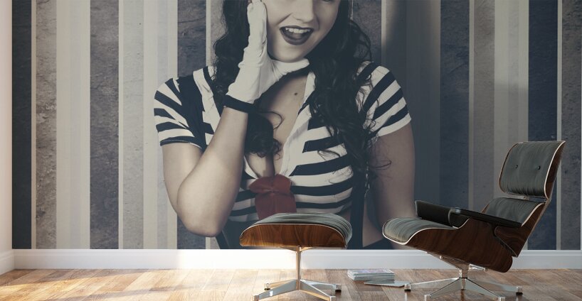 Young retro pinup woman shouting maritime surprise Wall Murals