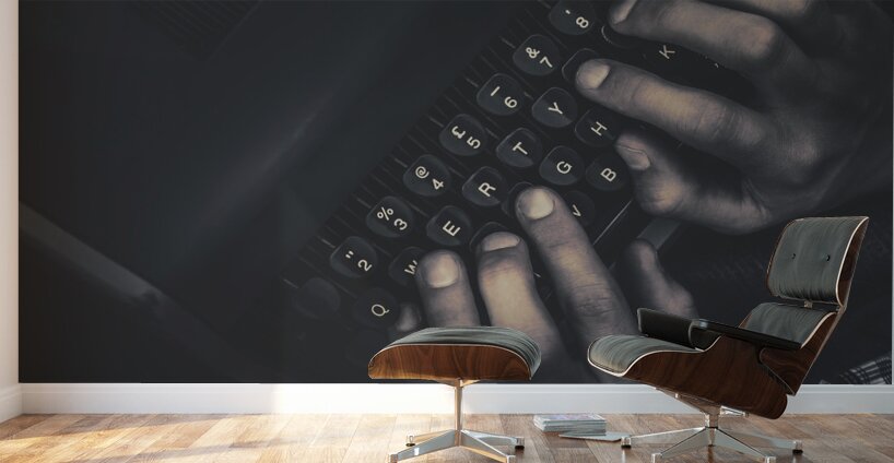 The typist. The key strokes. The pressing details Wall Murals
