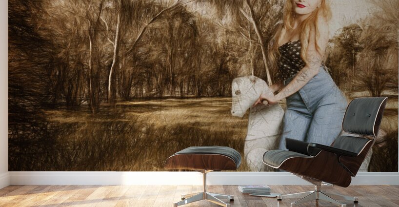 Rocking horse pin up Wall Murals