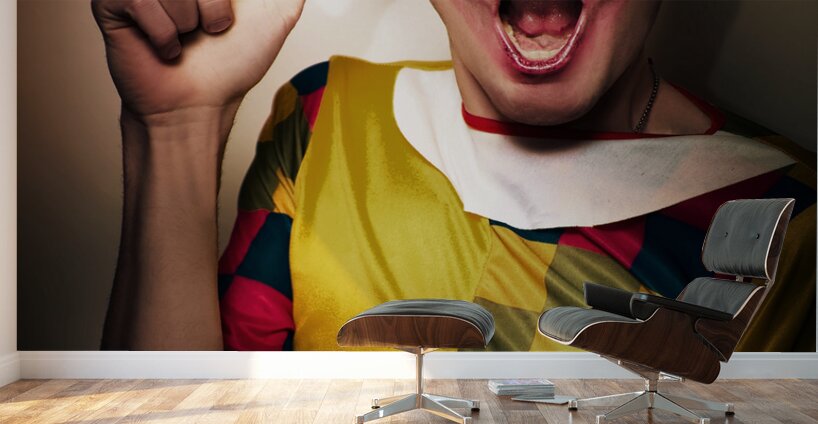 Clown Bank Robber Performing A Copyspace Holdup Wall Murals