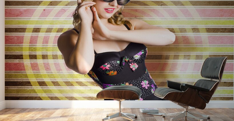 Retro Summer Travel And Vacation Woman Wall Murals