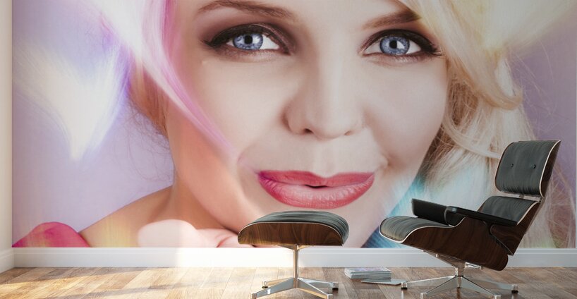 Romantic Girl Blowing Heart Kiss To Her Valentine Wall Murals