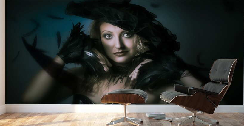 Beautiful mystical girl in delicate black fashion Wall Murals