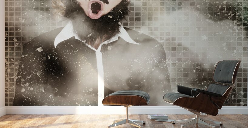 Mad scientist with solution to chemical reaction  Wall Murals