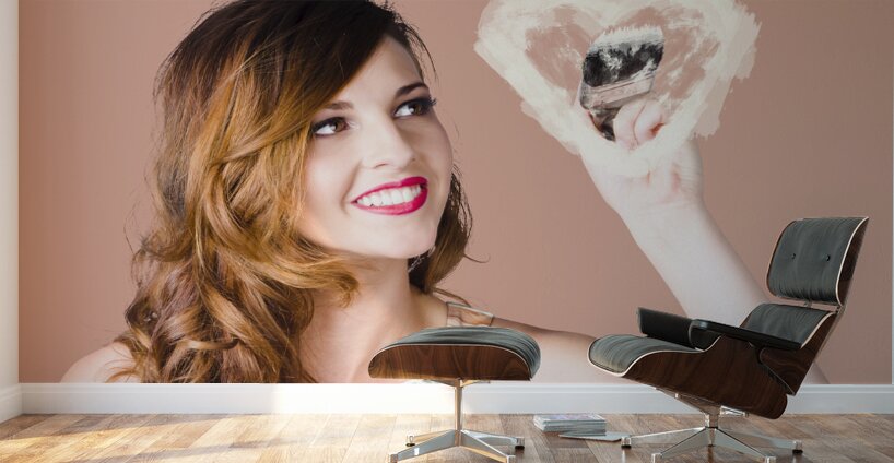 Beautiful female artist painting studio heart Wall Murals