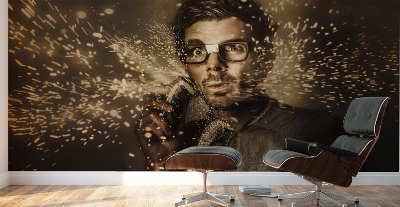 Funny male beauty and fashion nerd Wall Murals