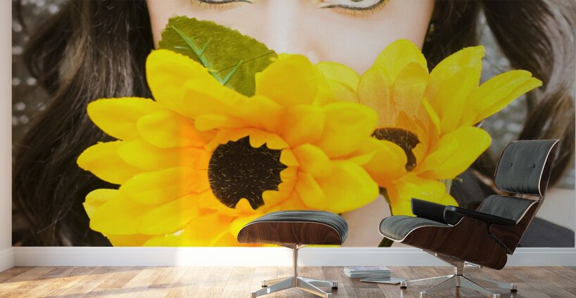 Woman With Flowers Wall Murals