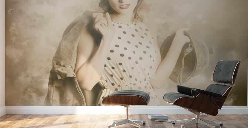 WWII tour of duty pin-up woman Wall Murals