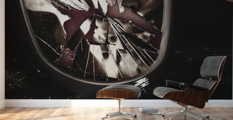 Woman with broken mirror and shattered reflection Wall Murals