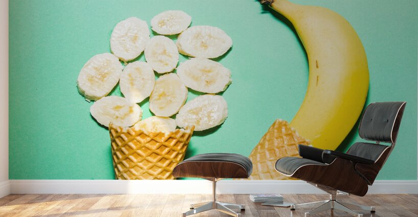 Waffle cones with fresh banana Wall Murals