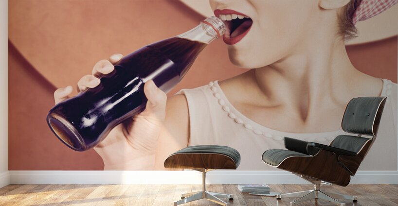 Retro pin up pop art. Soda girl from 1950 Wall Murals