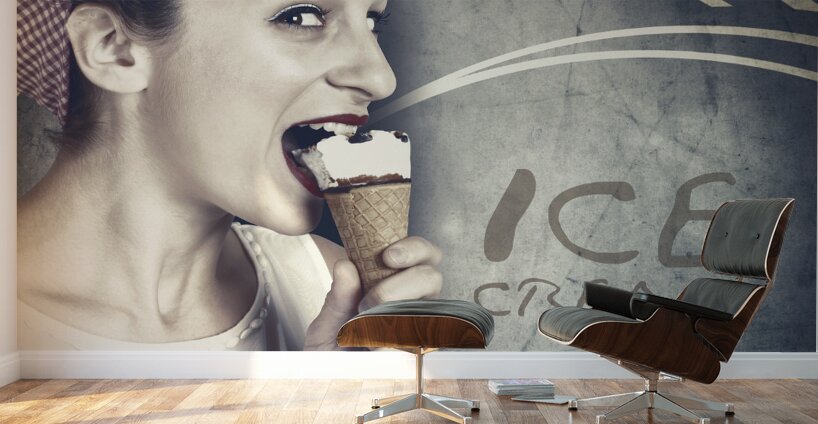 Ice cream poster girl on vintage ice-cream advert Wall Murals