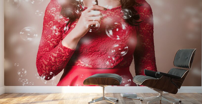 Scary horror voodoo girl with skeleton make-up Wall Murals