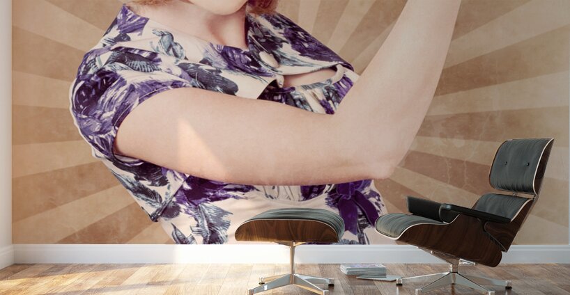 Retro pinup boxing girl fist pumping glove hand  Wall Murals