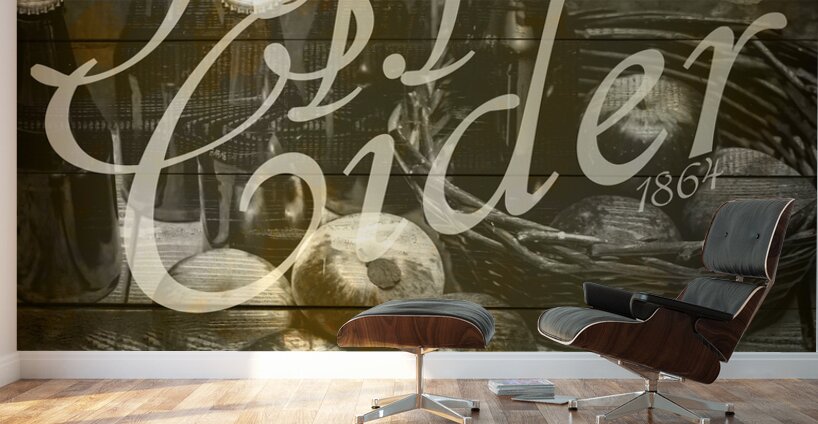 Apple Cider Sign Printed on Rustic Wood Planks Wall Murals